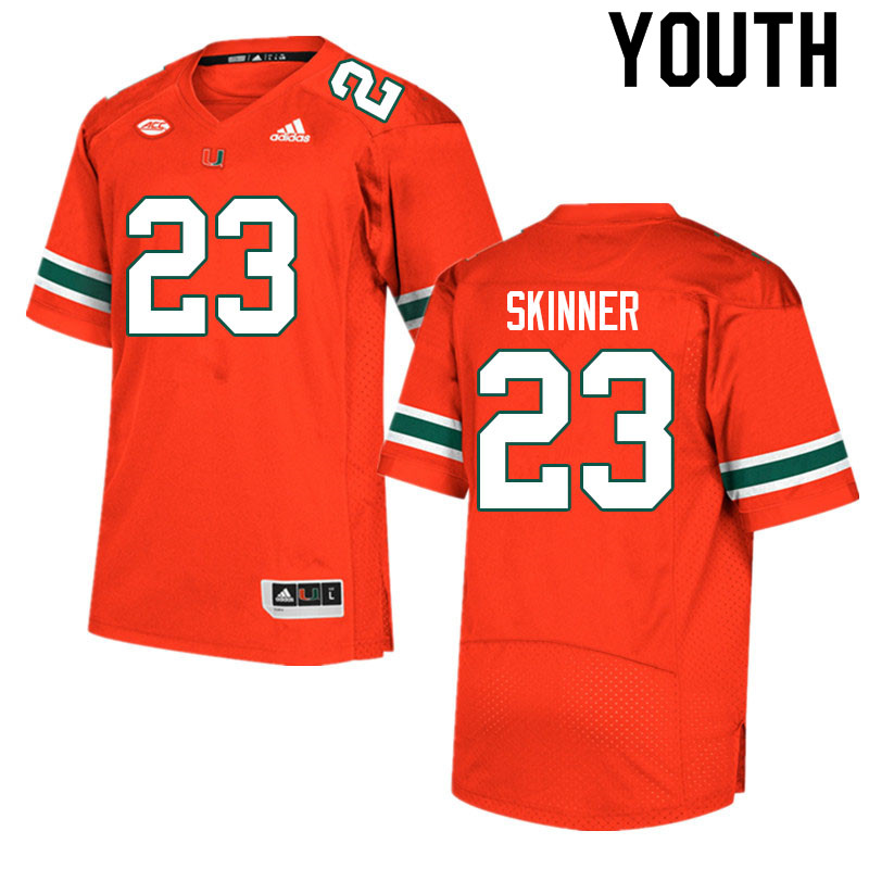 Youth #23 Jaleel Skinner Miami Hurricanes College Football Jerseys Sale-Orange